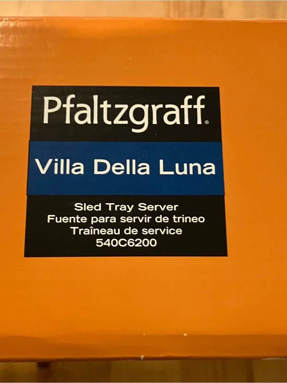 NWOT Pfaltzgraff Villa Della Luna Sled Server 11” Tray w/Iron Stand Rare